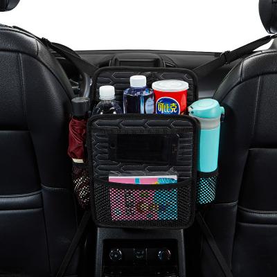 China 2022 Factory Direct Car Interior Accessories Large Capacity Net Pocket Handbag Holder Folded Leather Car Seat Organizer for sale