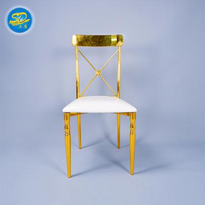 China Luxury High Back Dining Chair Gold Stainless Steel With Modern metal for Hotel Furniture à venda