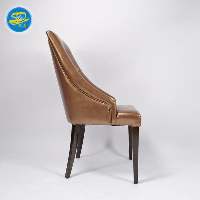 China Contemporary Brown Dining Chunky Leather Chair With Aluminum Alloy / Iron / Stainless Steel for sale