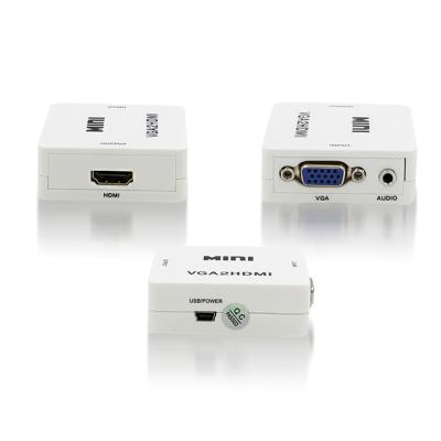 China 1 Plastic VGA Input 1 HDMI Output 1920*1080 @60Hz Support VGA Into HDMI White Plastic Black HDMI Converter for sale