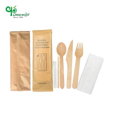 China Wholesale Natural Disposable Portable Set Coconut Travel Cutlery Lunch Cake Pastry Mechanical Automation Wooden Spoon for sale