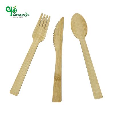 China Mechanical Automation Utensils Natural Bamboo Compostable Biodegradable Cutlery Flatware Disposable Tableware Set for Supermarket for sale