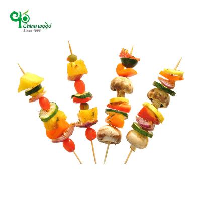 China Easily Cleaned Biodegradable Natural BBQ Food BBQ Stick Bamboo Skewer Sets With Logo for sale