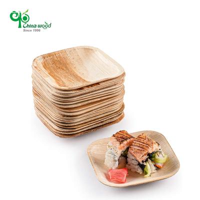 China China Wood Eco Friendly Disposable Party Biodegradable Palm Leaf Tree Plates Paper Plates Alternative Great For Appetizer for sale