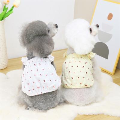 China Viable Clothes For Dogs Pet Cute Vest For Dogs Cherry Suspender Skirt Cat Shirts Small Dog Dress Summer Pet Clothes for sale