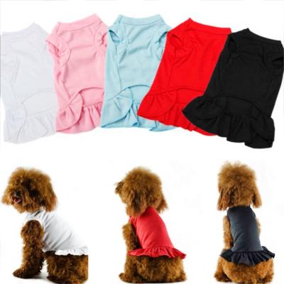 China Viable Factory Direct Wholesale Dog Dress Clothes 2022 New For Dogs Cats Solid Color Skirt T-shirt For Puppy Costume Pet Supplies for sale