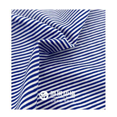 China Breathable 100% Mercerized Cotton Striped Worsted Fabric Fashion Style T-shirt Fabric Breathable Silk Feel Fabric for sale