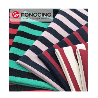 China 90% Cotton 10% Breathable Elastic Spandex 240g Custom Warm Winter Warm 170cm Long Knitted Jacket Dyed Stripe Fabric for sale