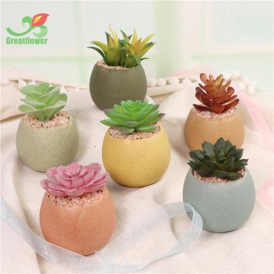 China Mini Plant Macaron Color Eggshell Minimalist Ceramic Bonsai Artificial Plant Fake Plant for Bedroom Home Decoration for sale