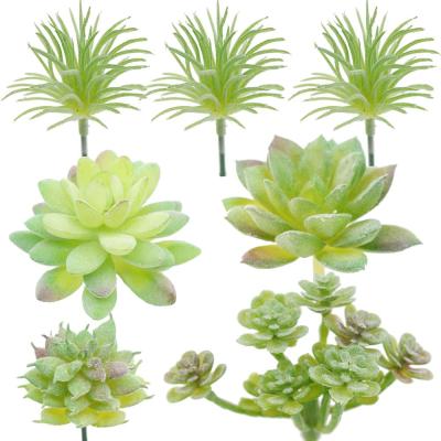 China PE / PVE 7 Pcs Pack Artificial Succulents Plants DIY Flocking Succulents for sale