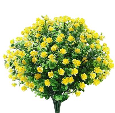 China Eco-friendly Artificial Flowers 4 Groups Shrub Flowers UV Protection Green Plants Grass For Decoration Table Indoor Outdoor Garden for sale