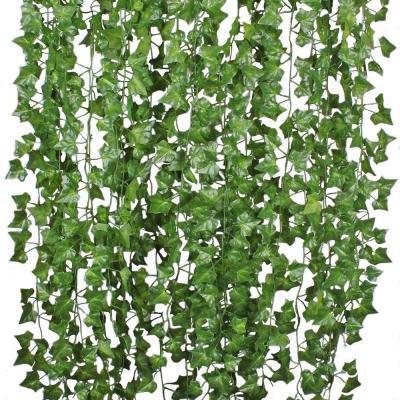 China 2.3M Length Wedding Garden Rustic Decoration Artificial Ivy Plant 12pcs/bag Silk Leaves Hanging Vine for sale