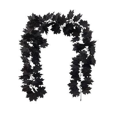 China Bohemian 180cm Artificial Fall Maple Leaf Black Vine Leaves Garland Hanging Halloween Thanksgiving Decor for Home for sale