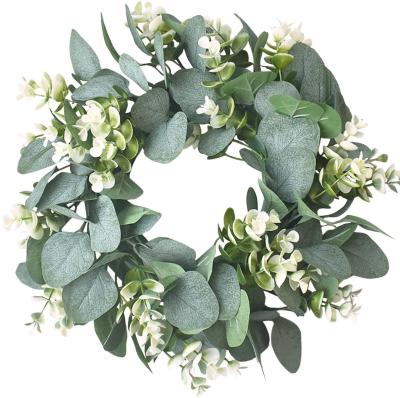 China Indoor Outdoor Artificial Eucalyptus Garland Green Leaf Garland for Festival Front Door Wall Festival Window Decor for sale