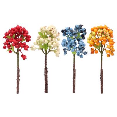 China Artificial Flowers California Blueberry Berries Popular Plastic Silk Fruit Flowers Home Decorative Wedding Party for sale