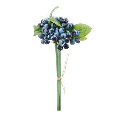 China Realistic Christmas Bohemian Berries with Leaves Artificial Blueberry Fruit for Holiday Home Wedding Decorations for sale