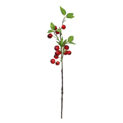 China LOW-MAINTENANCE Bohemian Simulation Red Berry With Stems Artificial Cherry For Wedding DIY Bouquet for sale