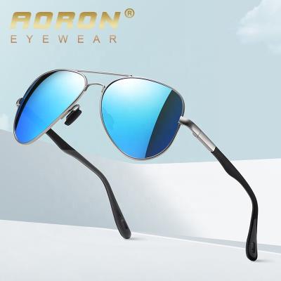 China Fashion Sunglasses Aoron 2022 Sunglasses Men Classic Polarized Round Metal Frames Custom Sun Glasses CE Proved Shades A691 for sale