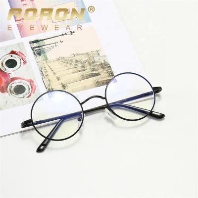 China Designer High Quality Metal Anti Blue Stylish Unisex Round Light Anti Blue Glass Light Glasses Retro Blocking Optical Frame Eye Glasses for sale