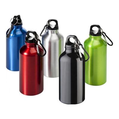 China Wholesale 400ml Sustainable Sport Classic Aluminum Water Bottle With Carabiner Aluminum Drink Bottle for sale