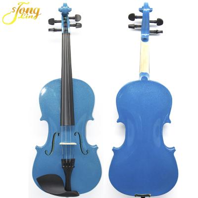 China Blue Plywood Color Musical Instruments Violin With Case Bow for sale