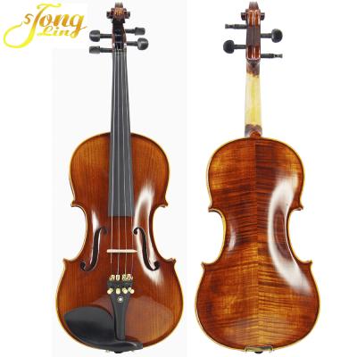 China Professional Wholesale High Quality Flamed Stradivari Violin Solidwood Violin Professional for sale