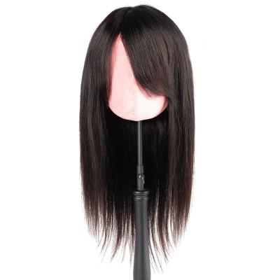 China Noble Silky Straight Human Hair Wig Machine Made Long Straight Wave Curtain Bangs Blonde Remy Hair Wigs Wholesale Hair Extension Human Color No for sale