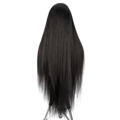 China New Design Noble Lace Front Wig 40 Inch Middle Fiber Synthetic Wig Brown Heat Resistant Cheap Straight Romance Silky Straight Hair Skin Wave for sale