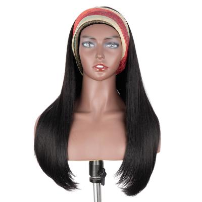 China Wholesale 100% noble fiber wig cheap high quality high temperature straight synthetic heat resistant fiber wigs headband for black women for sale