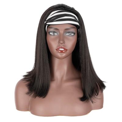 China Wholesale 100% Noble Fiber Wig Cheap High Temperature Straight Synthetic Heat Resistant Fiber Wigs Headband For Black Women for sale