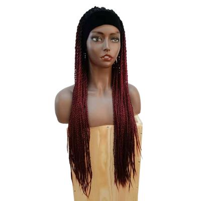 China Hot Selling Noble Wave Afro 31 Inches Wig Cheap Wholesale Brown Blonde Synthetic Braided Headband Wigs for sale