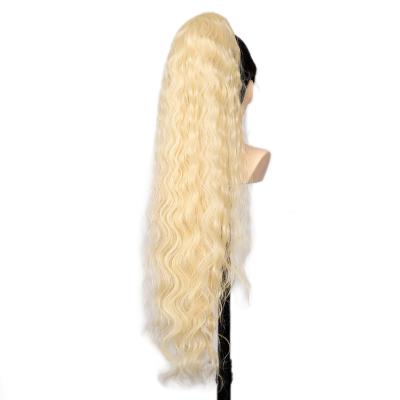 China New deep wave noble fiber 24 inch ponytail wigs for girl woman factory wholesale cheap synthetic hair locs synthetic hair wig for sale