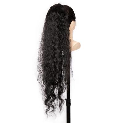 China New Deep Wave Noble Fiber Ponytail Wigs 30 Inches For Girl Woman Factory Wholesale Cheap Synthetic Hair Machine Made Locs Synthetic Hair Wig for sale