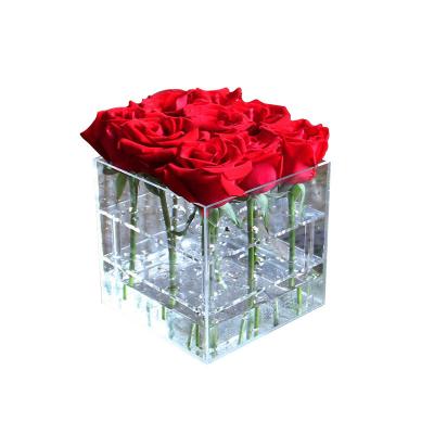 China Anti-fragile; sustainable ; light ; can be printed with logo factory wholesale square transparent acrylic custom gift box immortal flower box can accommodate water roses for sale