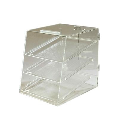 China Anti-fragile; sustainable ; light ; can be printed with professional logo factory design transparent acrylic 3-layer bread cake supermarket food display rack can be customized for sale