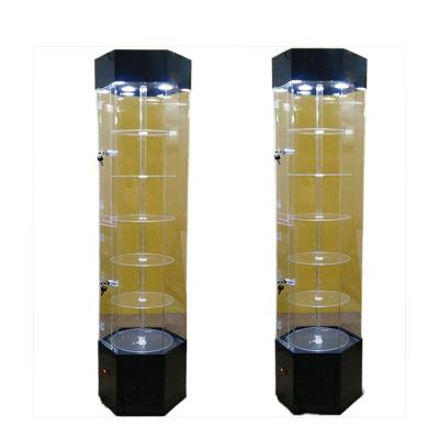 China Size Stock Shape Or Custom Acrylic Swivel Bracket LED Lights Retail Locking Advertise Display Stand for sale