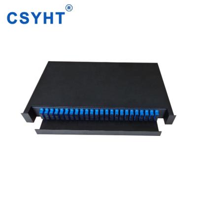 China FTTH Network Patch Panel FTTB FTTX 1U 19 Inch 24 Ports SC Fiber Optic Adapters FTTH Fiber Optic Patch Panels for sale