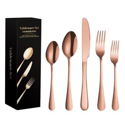 China Sustainable 20 pcs bulk luxury high quality rose gold knife spoon fork flatware set stainless steel silverware cutlery set wholesale for sale