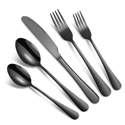 China Sustainable Portable 5pcs Stainless Steel Cutlery Set Steak Beef Knife Fork Spoon Hotel Home Canteen Flatware for sale