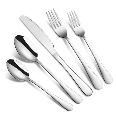 China Sustainable Party 5pcs Stainless Steel Cutlery Portable Silverware Picnic Flatware Christmas Gift Dinner Set for sale