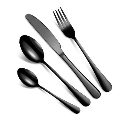 China Sustainable high quality 4PCS stainless steel Knife fork and spoon  flatware set Black silverware cutlery set for sale