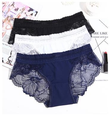 China Best Breathable Sell Women's Underwear Lace Bikini Panties Europe Us Size Silky Comfortable Lace Briefs Pack Of 5 for sale