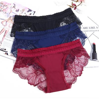 China 2022 New Style Red Lace Cotton Breathable Fabric Ladies Breathable Low Waist And Quick-drying Underwear Women for sale