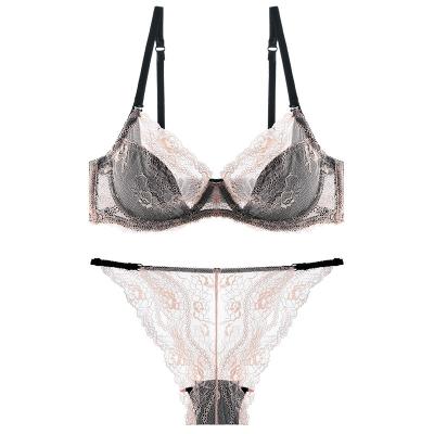 China Pump Bra Lingerie Set Transparent Bra OEM Cut Out Heart Connected Underwire Lingerie Set for sale