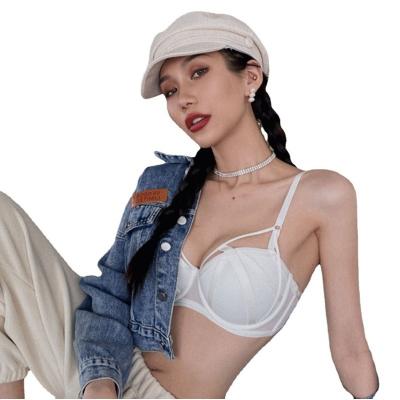 China QUICK DRY French style sexy straps gather bra ring adjustment underwear steel bra for sale