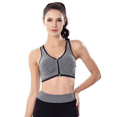 China Front Zipper Breathable Gather Oversize Breathable Sports Plus Size Fitness Running Shockproof Bra Without Underwire For Women for sale