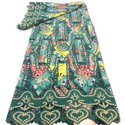 China Viable High Quality Fashion Nigerian Ankara Lace Fabric Tie Net Lace Fabrics Wax Sequins To Lace Fabric for sale