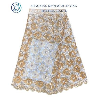 China New Products Sustainable Embroidery Beautiful African French Tulle Sequin Lace Fabric for sale