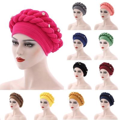 China Wedding Soft Corduroy Turban African Muslim Women Turban Key Chain Knit Turban for sale