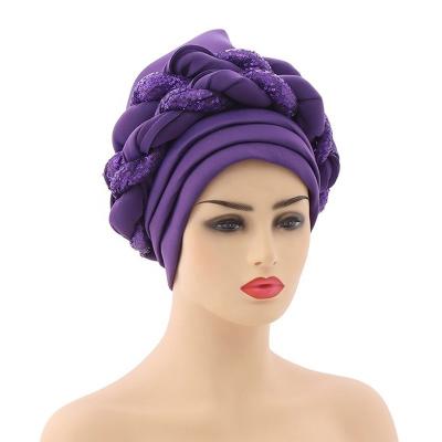 China Wedding Wholesale African Sego Headtie Gele African Gele Sego Head Wrap Turban Swiss Nigerian Hood for sale